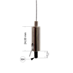 Drahtseilhalter / Gripper 12, M4 Außengewinde Gewindeüberstand 8 mm, für Drahtseil Ø 0,8 - 1,2 mm | vernickelt