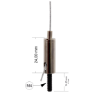 Drahtseilhalter / Gripper 12, M4 Außengewinde Gewindeüberstand 14 mm, für Drahtseil Ø 0,8 - 1,2 mm | vernickelt