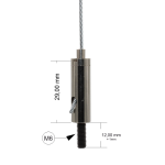 Drahtseilhalter / Gripper 15, Außengewinde M6 Gewindeüberstand 12mm, Seil Ø1,0-1,5mm | vernickelt