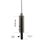 Drahtseilhalter / Gripper 15, M6 Außengewinde Länge 12 mm, für Drahtseil Ø 1,0 - 1,5 mm | vernickelt