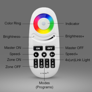 Mi-Light RGB+RGBW 4-Zonen-Fernbedienung 2,4GHz 12/24V | Button