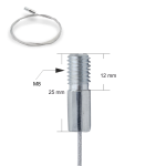 Drahtseil Ø 1,5 mm, 7x7, sechskant-verpresstes Gewindeterminal M8 x 12 mm / 25 mm, Stahl verzinkt | Länge 1500 mm