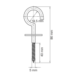Schraubhaken Holzschraubengewinde mit Bund/Flansch - Stahl | Weiss | Gewindelänge 40 mm