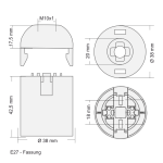 E27 Fassung Thermoplast 2-teilig Glattmantel u. Rastkappe M10x1 Gewinde | Kunstoff | Schwarz