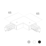 L-Verbinder für 1-Phasen Stromschienen, komp. zu SLV 1Phasensystem | Schutzleiter außen | Weiss