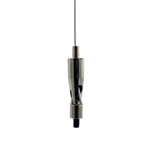 Drahtseilhalter / Gripper 15, Gelenk mit M4 Außengewinde Länge 6 mm, für Drahtseil Ø 1,0 - 1,5 mm | vernickelt