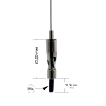 Drahtseilhalter / Gripper 15, Gelenk mit Außengewinde M4 Gewindeüberstand 10mm, für Drahtseil Ø1,0-1,5mm | vernickelt