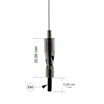 Drahtseilhalter / Gripper 15, Gelenk mit M4 Außengewinde Länge 12 mm, für Drahtseil Ø 1,0 - 1,5 mm | vernickelt