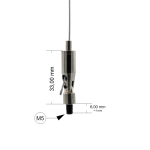Drahtseilhalter / Gripper 15, Gelenk mit Außengewinde M5 Gewindeüberstand 6mm, für Drahtseil Ø1,0-1,5mm | vernickelt