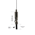 Drahtseilhalter / Gripper 15, Gelenk mit M5 Außengewinde Länge 14 mm, für Drahtseil Ø 1,0 - 1,5mm | vernickelt