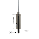 Drahtseilhalter / Gripper 15, Außengewinde M4 Gewindeüberstand 8mm, Seil Ø1,0-1,5mm | vernickelt