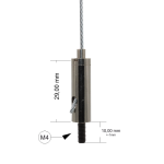 Drahtseilhalter / Gripper 15, M4 Außengewinde Länge 10 mm, für Drahtseil Ø 1,0 - 1,5 mm | vernickelt