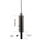 Drahtseilhalter / Gripper 15, M4 Außengewinde Länge 12 mm, für Drahtseil Ø 1,0 - 1,5 mm | vernickelt