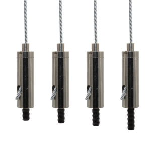 Drahtseilhalter / Gripper 15, Außengewinde M5  in verschiedenen Längen, für Drahtseil Ø1,0-1,5mm | vernickelt