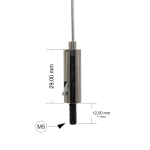 Drahtseilhalter / Gripper 15, M5 Außengewinde Länge 12 mm, für Drahtseil Ø 1,0 - 1,5 mm | vernickelt