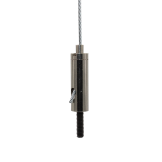 Drahtseilhalter / Gripper 15, M5 Außengewinde Länge 14 mm, für Drahtseil Ø 1,0 - 1,5 mm | vernickelt