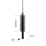 Drahtseilhalter / Gripper 15, M5 Außengewinde Länge 14 mm, für Drahtseil Ø 1,0 - 1,5 mm | vernickelt