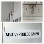 Zweifach Magnet-Abhängeset für Spuckschutz / Displays / Platten / Schilder für Metalldecken silber, Ø1,5mm, Länge 1500mm | vernickelt