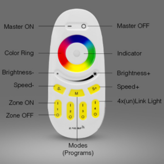 Mi-Light RGB+RGBW 4-Zonen-Fernbedienung 2,4GHz 12/24V | Touch