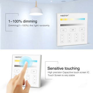 LED Dual White Touch Panel 4 Zonen 12/24V Premium 2.4GHZ AC100-240V - MiLight / MiBoxer | T2 | Wandeinbau