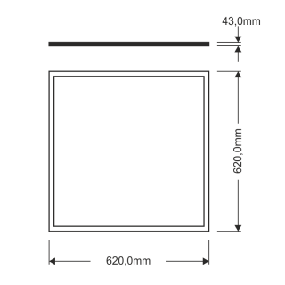 Aufbaurahmen für LED Panels 620x620x43 | Slim-Version