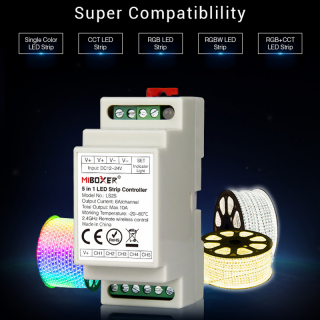 Mi-Light 5-in-1 Controller Dimmer - Hutschienenmontage 2.4G 12/24V 15A | CCT, RGB, RGBW, RGB+CCT