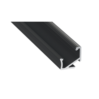 LED Aluminiumprofil Type H (1,69 x 1,66)- Eckprofile 30°/60° - für Strips bis 12 mm | schwarz lackiert 2020 mm