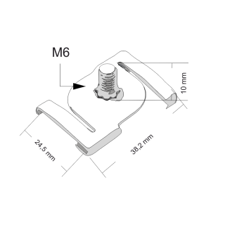 Deckenclip M6 für Odenwald Rasterdeckenmit Gewindebolzen M6x10mm und Mutter 