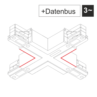 EUTRAC DALI X-Verbinder mit Datenbus, silber | 555 2 1216 3