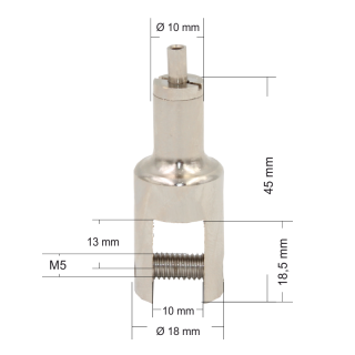 Drahtseilhalter / Gripper 15, Displayhalter, Klemmhalter, 10mm Plattendicke, für Drahtseil Ø1,0mm-1,5mm | vernickelt