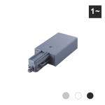 Einspeiser für 1-Phasen Stromschienen, komp. zu SLV 1Phasensystem | Schutzleiter rechts | Weiss