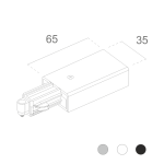 Einspeiser für 1-Phasen Stromschienen, komp. zu SLV 1Phasensystem | Schutzleiter links | Weiss