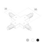 X-Verbinder für 1-Phasen Stromschienen, komp. zu SLV 1Phasensystem | Grau