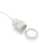 Lampen- Netzkabel PVC mit Schalter und E27 Fassung & Schraubring | Weiss | 3500 mm