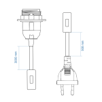 Lampen- Netzkabel PVC mit Schalter und E27 Fassung & Schraubring | Weiss | 3500 mm