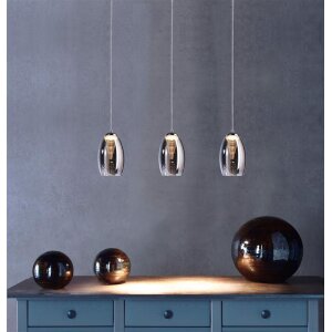 Deko-Light, Pendelleuchte, Electra, 16,5 W, DIM, 3000 K, Silber, 540 lm, Eingangsspannung: 220-240 V/AC, Glas, Glänzend, Energieeffizienzklasse: G, IP 20