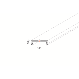 LED Profil Abdeckung C für Profile [ARC12, STEP10, WALLE12, UNI-TILE12] | PMMA | opal 3000 mm