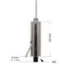 Drahtseilhalter / Gripper 20, M5 Außengewinde Länge 6 mm, für Drahtseil Ø 1,5 - 2,0 mm | vernickelt