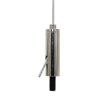 Drahtseilhalter / Gripper 20, M5 Außengewinde Länge 12 mm, für Drahtseil Ø 1,5 - 2,0 mm | vernickelt