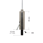 Drahtseilhalter / Gripper 20, M5 Außengewinde Länge 12 mm, für Drahtseil Ø 1,5 - 2,0 mm | vernickelt
