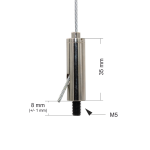 Drahtseilhalter / Gripper 20, M5 Außengewinde Länge 8 mm, für Drahtseil Ø 1,5 - 2,0 mm | vernickelt