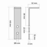 L-Stahlwinkel mit 2 Bohrungen 145x32 cm | Bohrung Ø6 mm, Winkel 90° | verzinkt