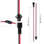 Steckverbindungsset für LED-Strips JST SM Buchse/Stecker | 2-Pin 0.14mm² offen| Schutzummantelung | 100 cm | Schwarz