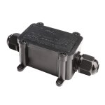 Deko-Light, Elektrisches Montagezubehör, Outdoor 2-fach-Verteiler eckig für Kabel 5-12 mm, 0.5-2,5 mm², max. 450V AC/24A, Polyamid 6.6, Schwarz, Tiefe: 125 mm, Breite: 70 mm, Höhe: 42 mm, IP 68/max. 2 m