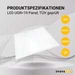 LED Panel, 62x62 cm, 36 W, 3600 lm, 4000 K, UGR<19, TÜV, Philips Driver