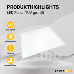 LED Panel, 62x62 cm, 36 W, 3600 lm, 3000 K, TÜV,...