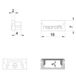 Profil Endkappe, Endkappe P-AU-01-10 Set 2 Stk, Kunststoff, Weiß, Länge: 16 mm, Breite: 6 mm, Höhe: