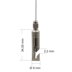 Drahtseilhalter / Gripper 15, Haken gefräst mit Sicherungsmutter, für Drahtseil Ø 1,0 - 1,5 mm | vernickelt