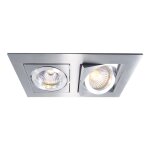 Deko-Light, Deckeneinbauring, Kardan II Eckig, 2x max. 50 W MR16, Silber, Spannungskonstant, dimmbar über optionales Leuchtmittel, Eingangsspannung: 12 V/AC/DC, IP 20