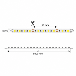 LED Streifen 24V | SMD2835 | 5W/m 120LEDs/m CRI80 | 10mm...